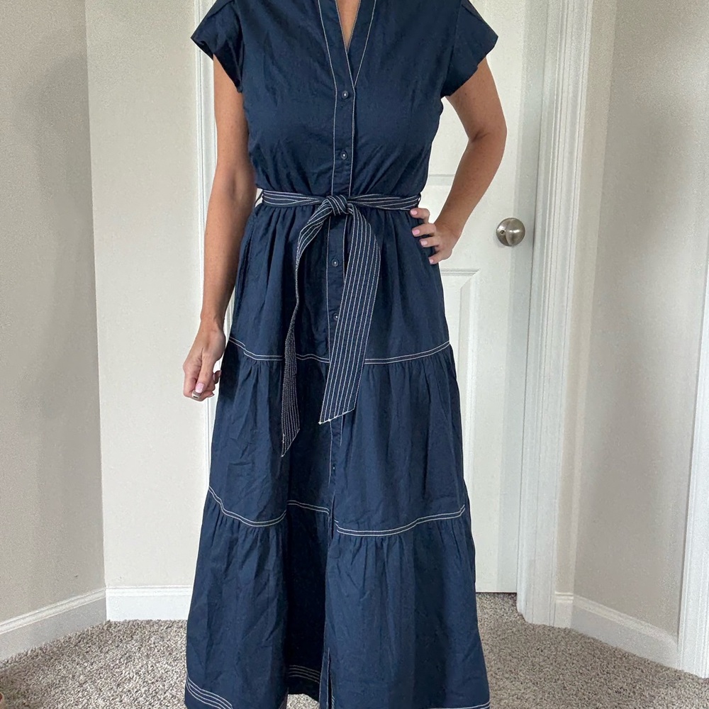 JS Boutique Dark Blue Maxi Dress with Tie Waist